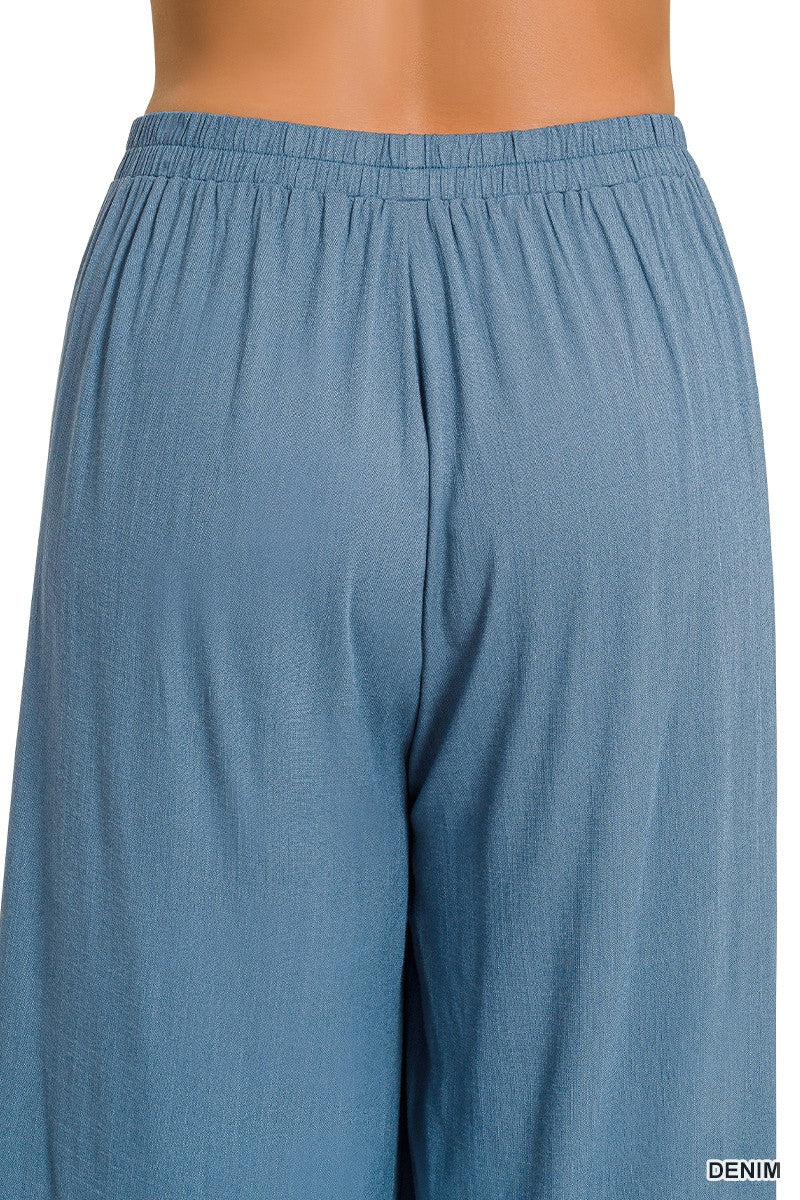 Awesome Wide Leg Pants in Denim (PLUS)
