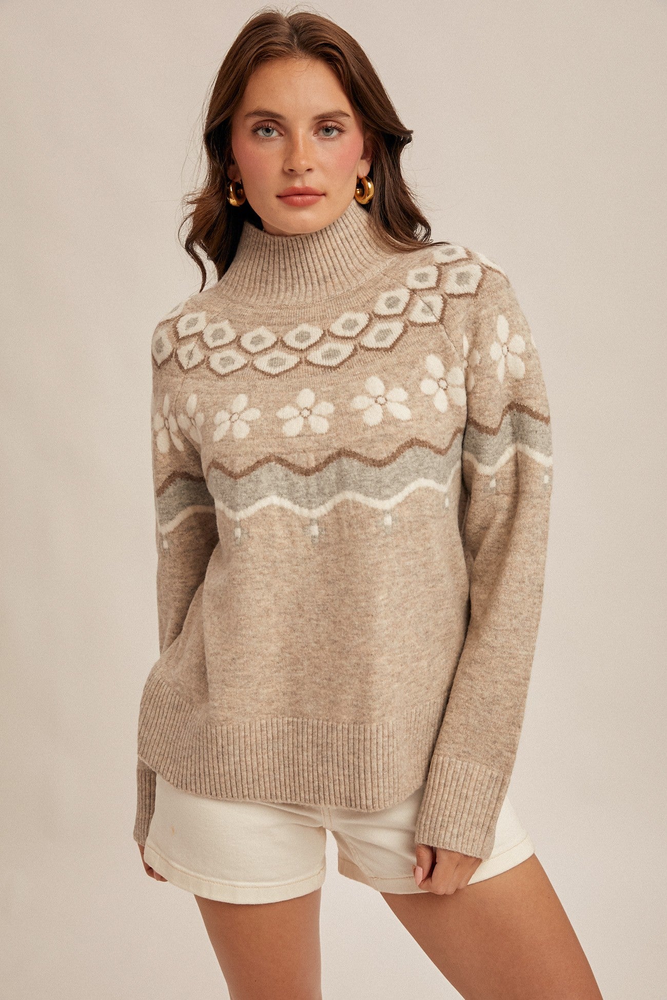 Nordic Daisy Mock Neck Sweater (REG)