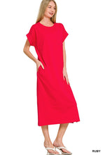 Folded Sleeve Tee Dress in Ruby (REG)