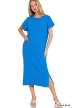 Folded Sleeve Tee Dress in Ocean Blue (REG)