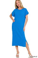 Folded Sleeve Tee Dress in Ocean Blue (REG)