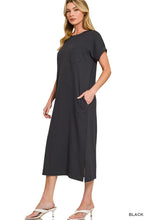 Folded Sleeve Tee Dress in Black (REG)