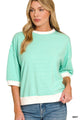 Banded Trim Stripe Top in Mint (REG)