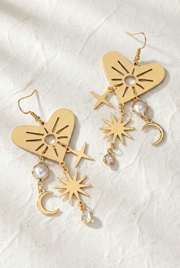 Celestial Heart Drop Earrings