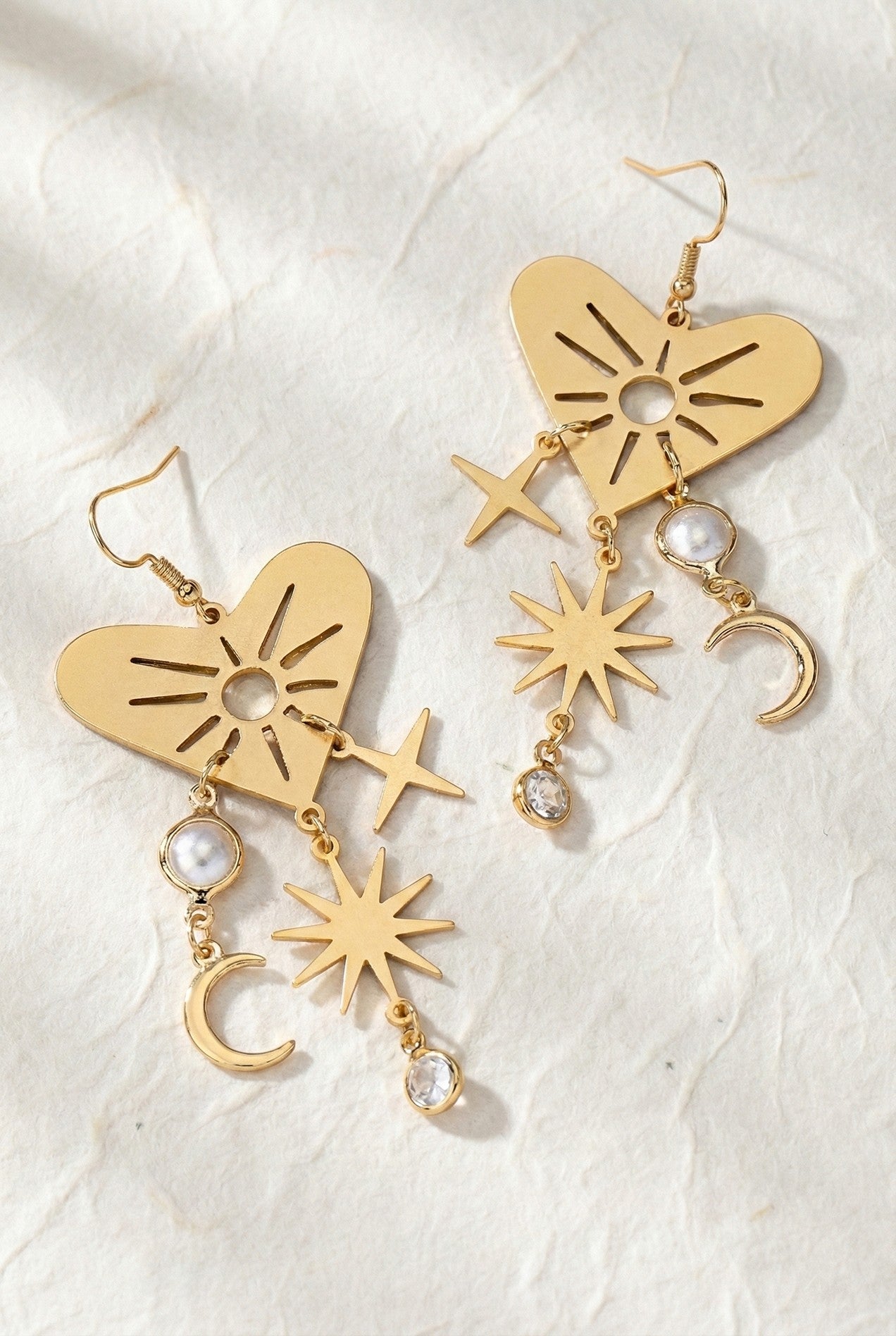 Celestial Heart Drop Earrings