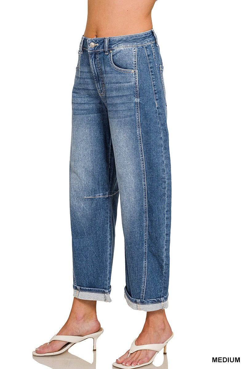 Zenana Cropped Barrel Jeans DTP-9610 (REG)