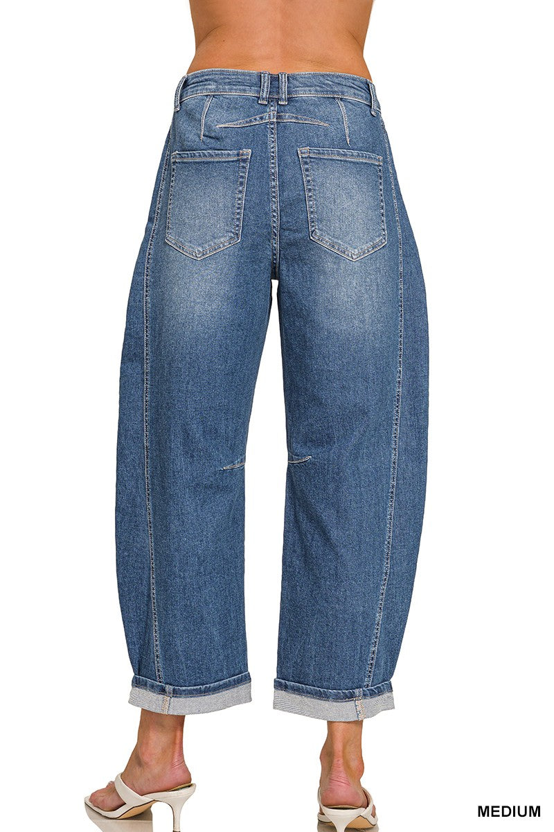 Zenana Cropped Barrel Jeans DTP-9610 (REG)