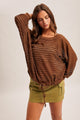 Lightweight Textured Tie Top in Brown (REG)