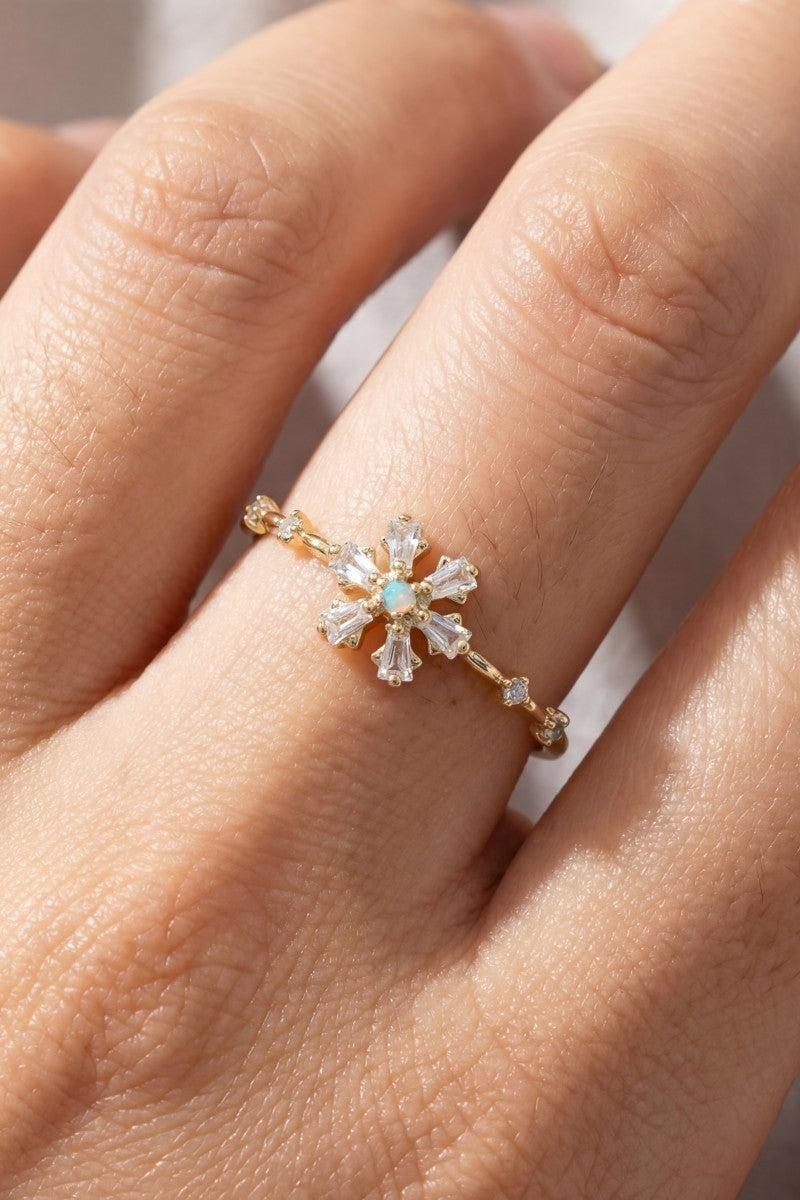 Gold Dipped CZ Flower Ring