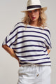 Striped Short Sleeve Dolman Top (REG)