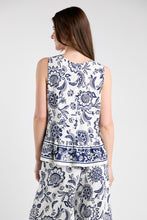 Navy Printed Peplum Top (REG)