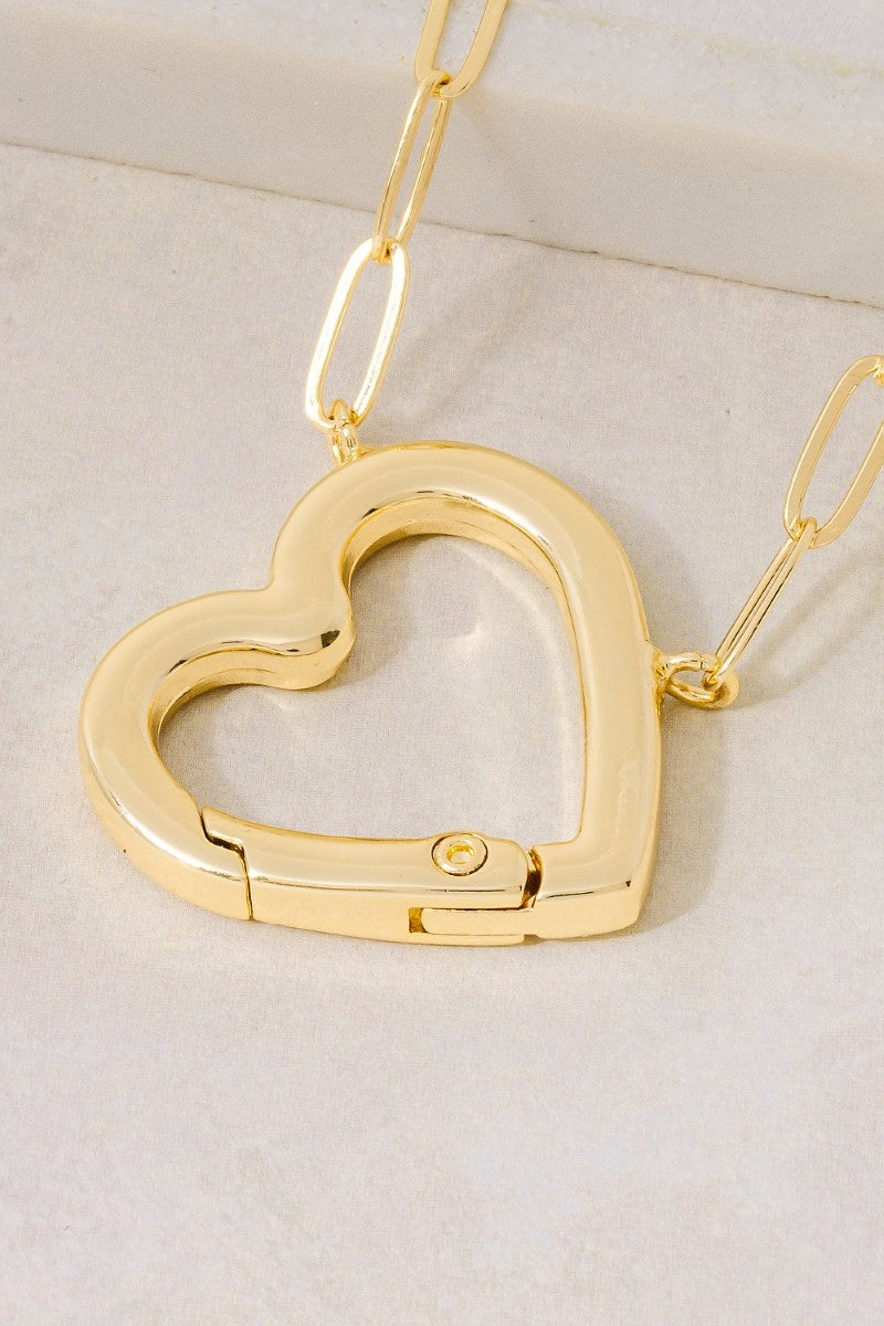 Gold Dipped Heart Carabiner Necklace