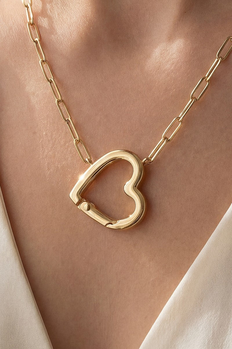 Gold Dipped Heart Carabiner Necklace