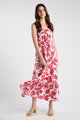 Red Tropical Leaf Maxi Dress (REG)