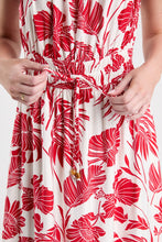 Red Tropical Leaf Maxi Dress (REG)