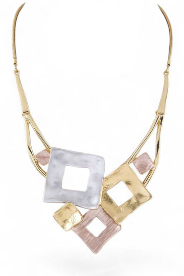 Square Metal Statement Necklace