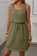 Army Green Textured Drawstring Dress (REG/PLUS)
