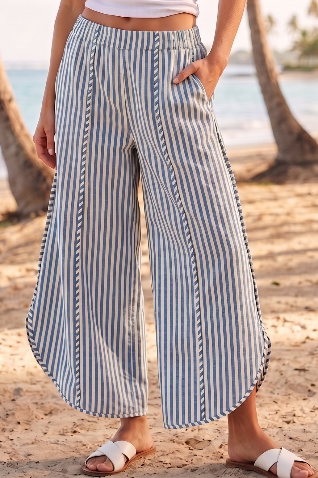 Blue Striped Tulip Pants (REG)