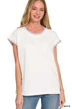 Stitch Detail Top in White (REG)