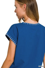 Stitch Detail Top in Navy (REG)