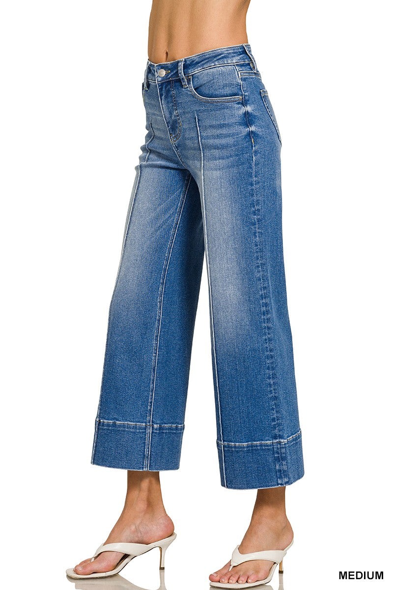 Zenana Cropped Pintuck Jeans DYP-9552 (REG)