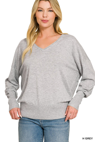 Serena V-Neck Sweater in H Grey (REG)