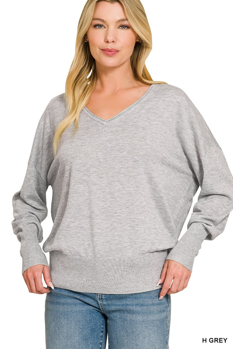 Serena V-Neck Sweater in H Grey (REG)
