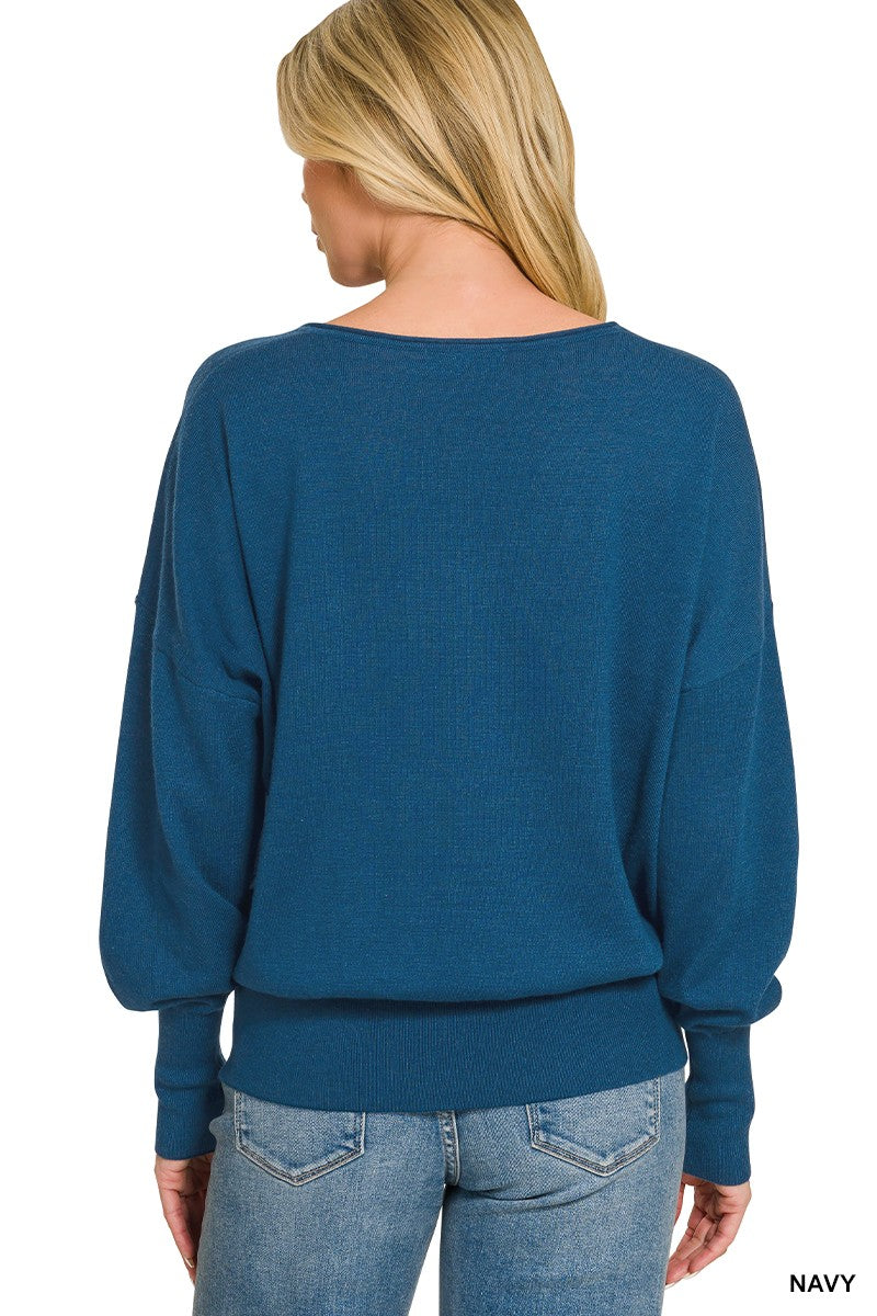 Serena V-Neck Sweater in Navy (REG)