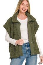 Faux Fur Fuzzy Vest in Olive (REG)