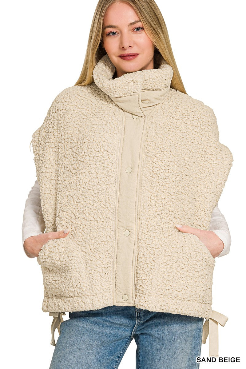 Faux Fur Fuzzy Vest in Sand Beige (REG)