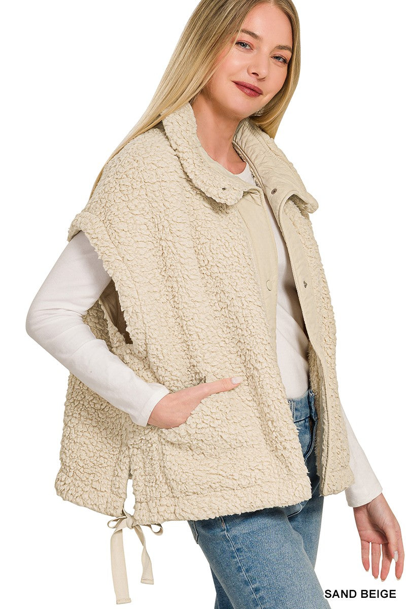 Faux Fur Fuzzy Vest in Sand Beige (REG)