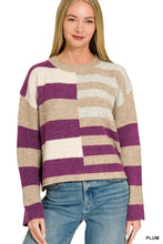 Mixed Stripe Colorblock Sweater in Plum (REG)