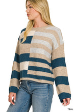 Mixed Stripe Colorblock Sweater in Teal (REG)