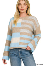 Mixed Stripe Colorblock Sweater in Sky Blue (REG)
