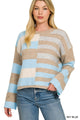 Mixed Stripe Colorblock Sweater in Sky Blue (REG)