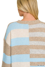 Mixed Stripe Colorblock Sweater in Sky Blue (REG)