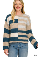 Mixed Stripe Colorblock Sweater in Teal (REG)