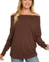Hacci Dolman Boatneck Top in Mahogany (REG)