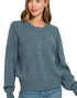 Half Button Henley Sweater in Dusty Blue (REG)