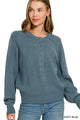 Half Button Henley Sweater in Dusty Blue (REG)
