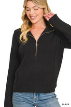 High Neck Half Zip Sweater in Black (REG)