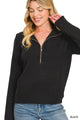 High Neck Half Zip Sweater in Black (REG)