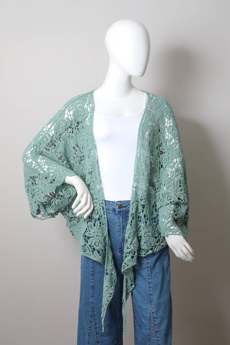 Mint Crochet Petal Kimono (REG)