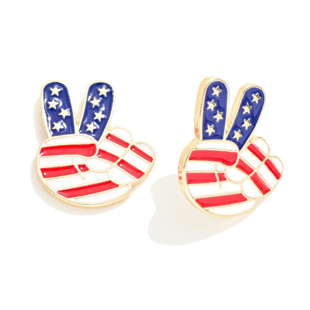 USA Peace Hands Stud Earrings