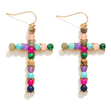 Stone Studded Cross Earrings