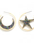 Star and Moon Rhinestone Earrings