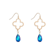 Hollow Clover and Crystal Earrings