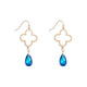 Hollow Clover and Crystal Earrings