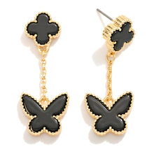 Butterfly and Clover Drop Earrings