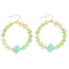 Beaded Hoop Clover Earrings